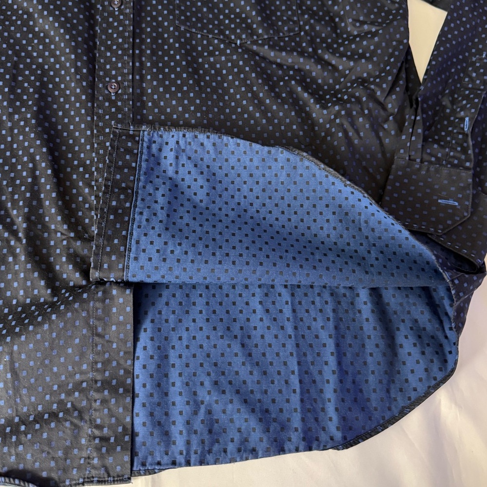 Bugatchi Uomo Patterned Blue Collared Long Sleeve… - image 8